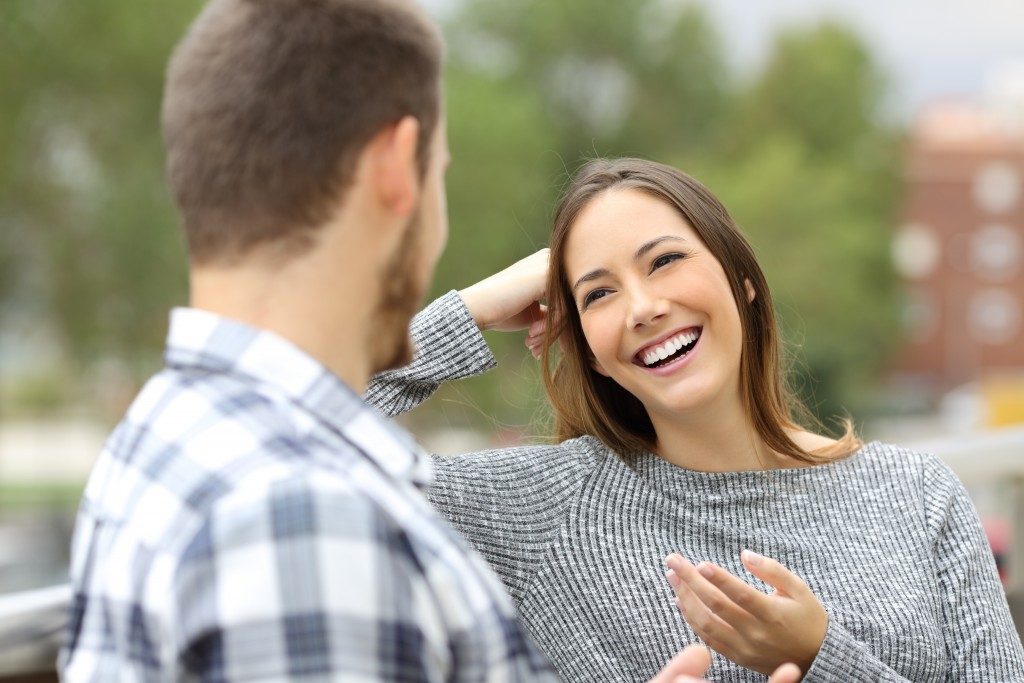 couple happily talking to each other