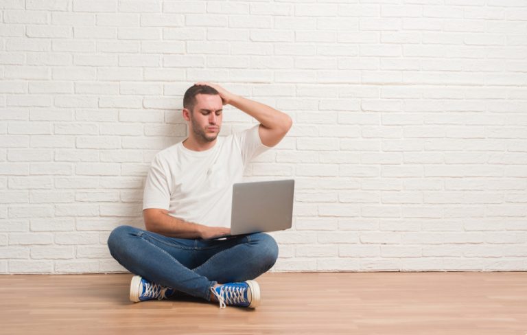 man stressed at work